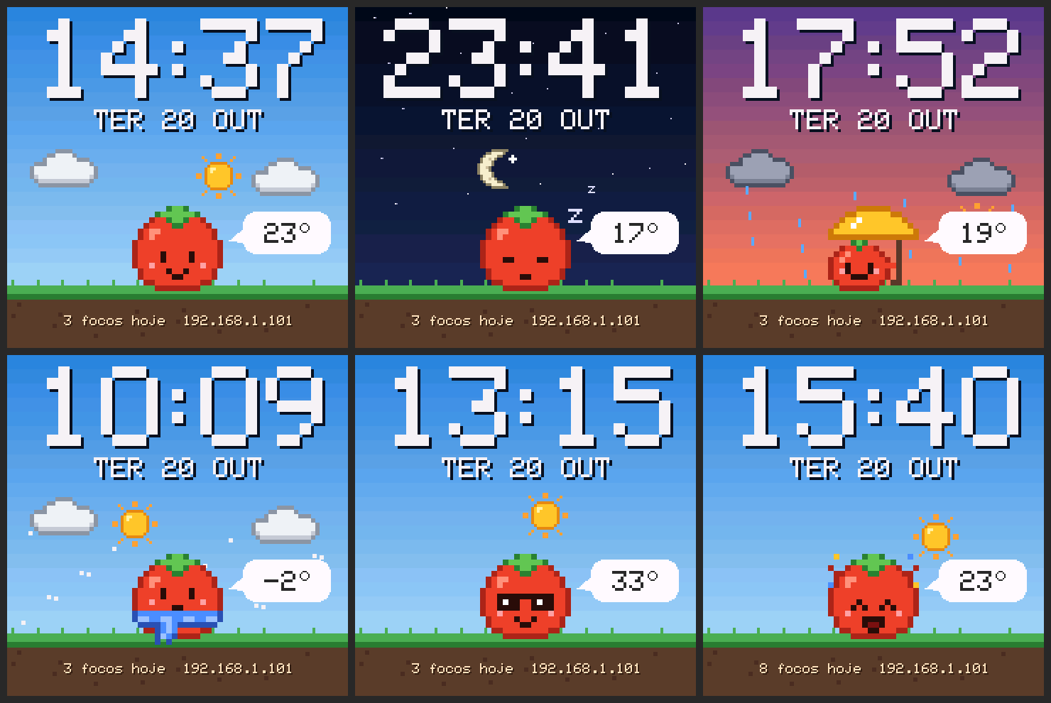 Cena Tomate: dia, noite, chuva, neve, calor e meta batida